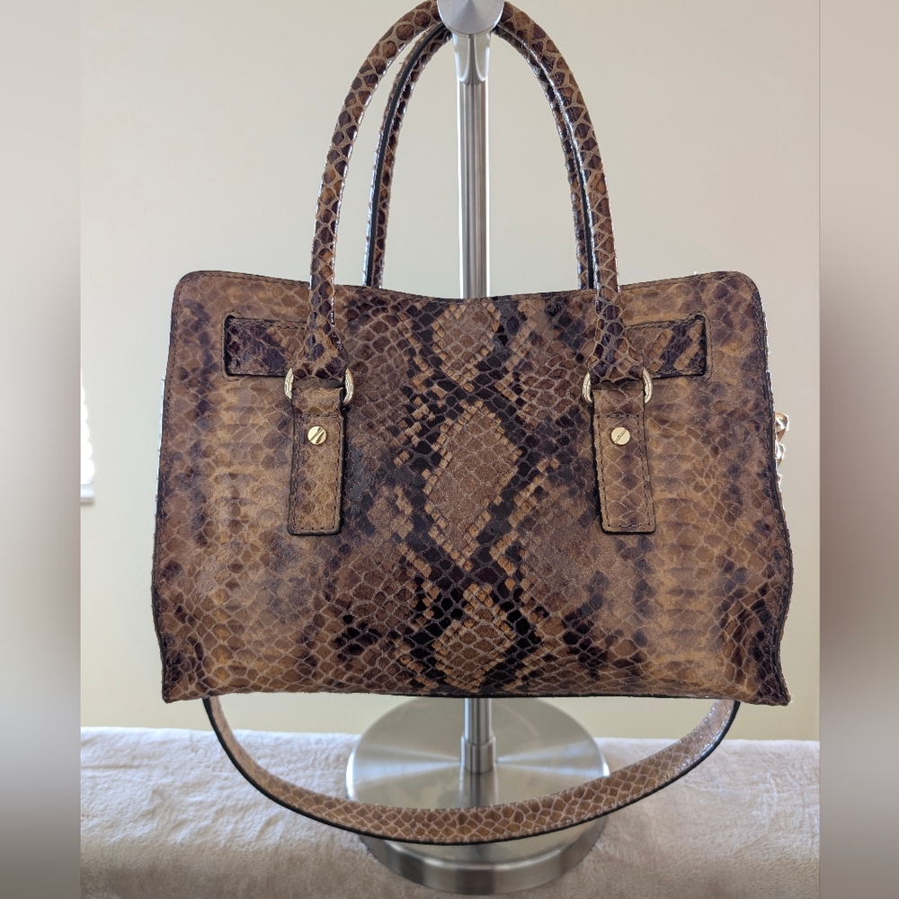 Michael Kors Hamilton Snake Print Satchel Bag - Picture 5 of 16